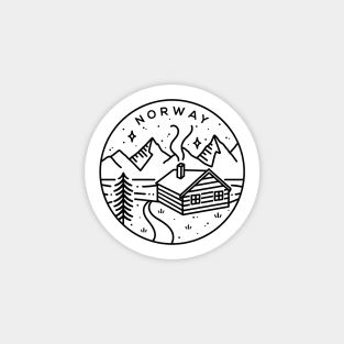 Norway Minimalist Landscape Emblem - White Sticker